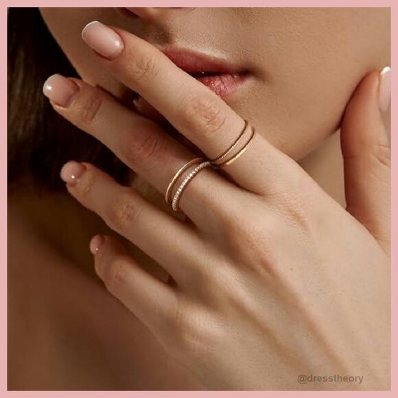 14K Gold Plated Thin Stackable Rings Set Size 5-10 Minimalist - Picture 4 of 8